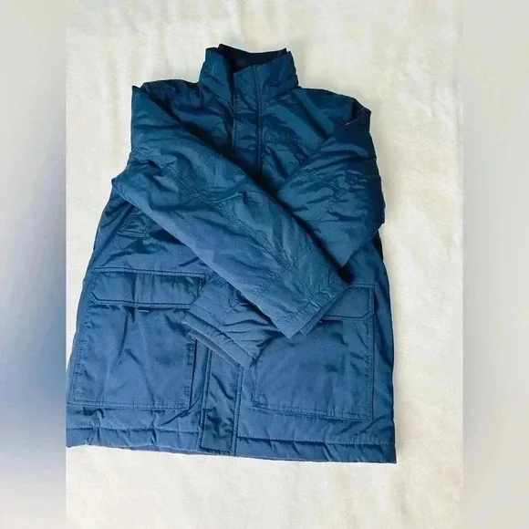 Tommy Hilfiger Navy Blue Parka with Faux Fur Hood Size Large - Picture 7 of 13